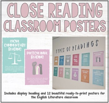 Preview of CLOSE READING POSTERS AND BULLETIN DISPLAY FOR THE ENGLISH LITERATURE CLASSROOM