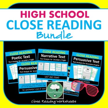 Preview of CLOSE READING WORKSHEETS Secondary English BUNDLE Comprehension