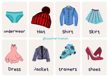 CLOTHES FLASHCARDS by TEACHERMAMEN | TPT
