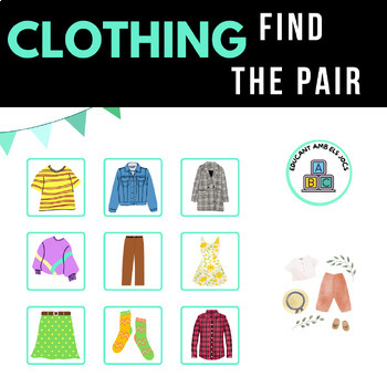 CLOTHES Find the pair memory game 60 cards by educantambelsjocs | TPT