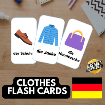 Preview of CLOTHES GERMAN Edition (33 emoji pictures) • Montessori Cards • Flash Cards PDF