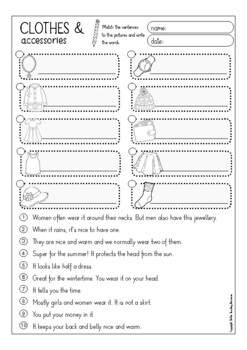 CLOTHES vocabulary worksheets for ESL / English beginners English ...