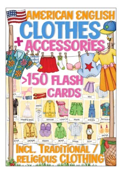 Preview of flash cards / flashcards, picture cards, American English: clothes