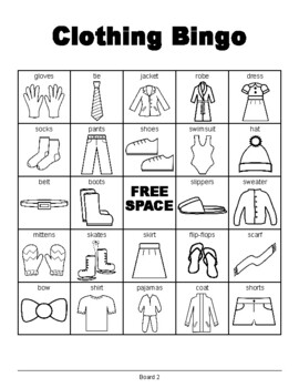 CLOTHING Vocabulary Make & Take BINGO, SPEECH THERAPY, Distance Learning