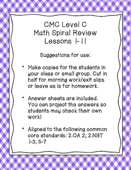 CMC Daily Spiral Review Math Level C Lessons 1-11 Printable, No Prep!