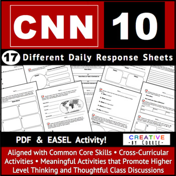 Preview of CNN 10 (CNN Student News) Current Events, 17 Different Common Core Worksheets