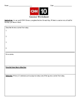 Preview of CNN 10 Guided Worksheet