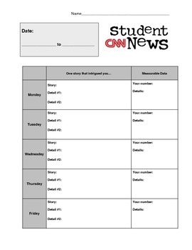 CNN Student News Daily Worksheet by Jabe Thomas  TpT