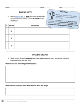 Preview of CNN10 Guided Notes Worksheet