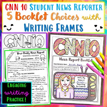Preview of CNN10 News Report Booklets with Writing Frames (5 Choices!)