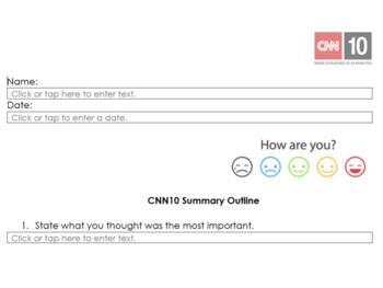Preview of CNN10 Summary Template Fillable Copy