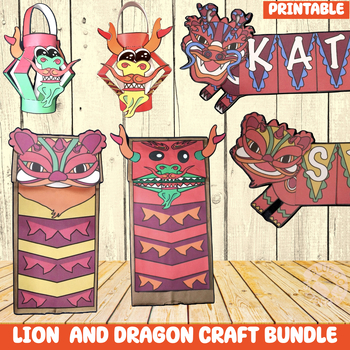 Preview of CNY Dragon and Lion Crafts Bundle
