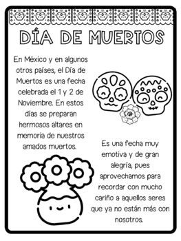 Día de muertos lectura para colorear. by Gr8t Teachers | TPT