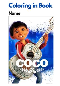 Preview of COCO FILM - Coloring in Book (24 pages), US Spelling