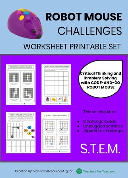 Preview of CODE-AND-GO ROBOT MOUSE CHALLENGES - Worksheet Printable Set