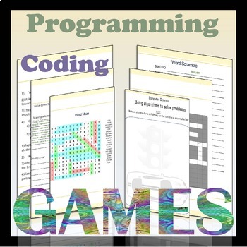 Preview of CODING and PROGRAMMING interactive game worksheet with their solutions.