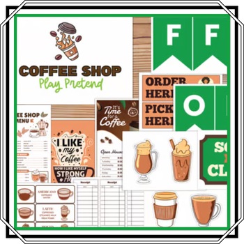 Preview of COFFEE SHOP PRETEND PLAY SET - Printable Play Cafe Activities for Kids