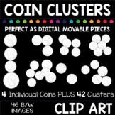COIN CLUSTERS Clipart - U.S. Currency - Black and White Images