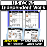 U.S. COINS Independent Work Binder Money File Folders for 