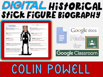 Preview of COLIN POWELL Digital Historical Stick Figure Biographies  (MINI BIO)