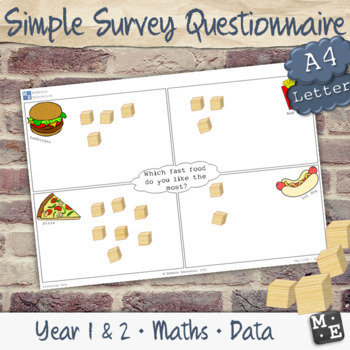Preview of COLLECTING DATA Simple Survey Questionnaire Worksheet Scaffolds