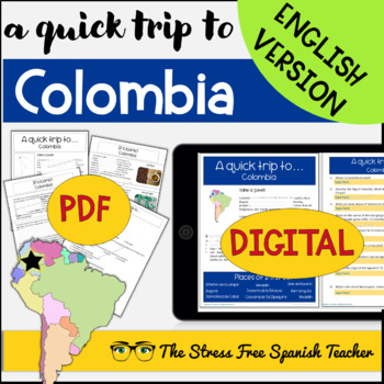 Preview of COLOMBIA Reading a Quick Trip series South America studies ENGLISH VERSION