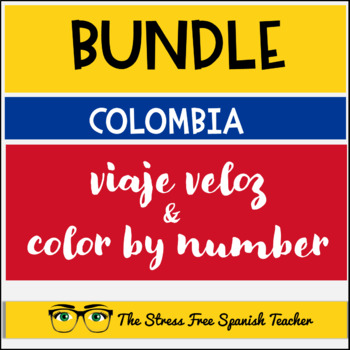 Preview of COLOMBIA Spanish CI Reading AND Color By Number BUNDLE Country Study