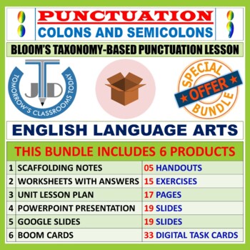 Preview of COLONS AND SEMICOLONS - PUNCTUATION: LEARNING RESOURCES - BUNDLE