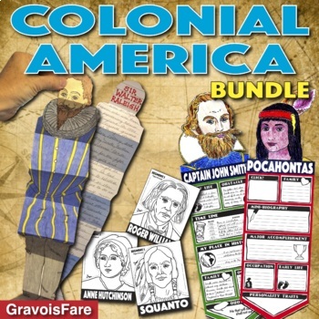 Preview of COLONIAL AMERICA Activity Bundle — Big Galoots and Biography Banners