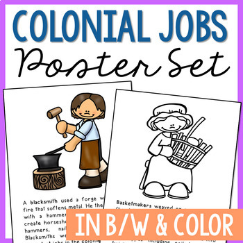 Preview of COLONIAL AMERICA JOBS Posters | Social Studies Bulletin Board | Notes Activity