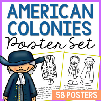 Preview of COLONIAL AMERICA Posters | Social Studies Bulletin Board | Note Pages Activity