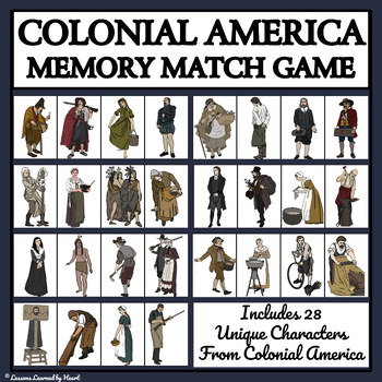 Preview of COLONIAL AMERICAN CHARACTERS - MEMORY MATCHING GAME