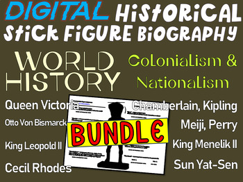 Preview of COLONIALISM AND NATIONALISM BUNDLE (H.S. World History) Google Doc Stick Figures