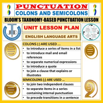Preview of COLONS AND SEMICOLONS - PUNCTUATION: UNIT LESSON PLAN