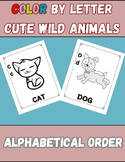 COLOR BY ALPHABET LETTER WORKSHEETS (Wild Animals)