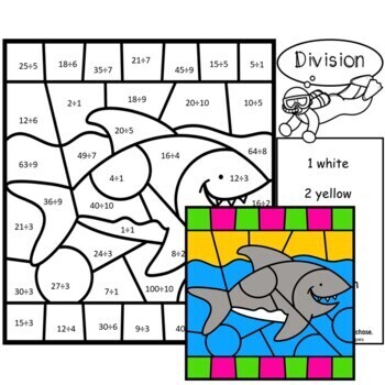 SUMMER OCEAN MULTIPLICATION & DIVISION COLOR BY NUMBER CODE MATH ...