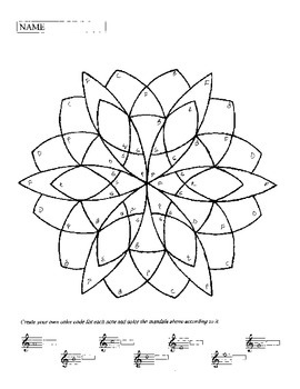 Preview of Color by Note Mandalas:  Treble Clef Notes