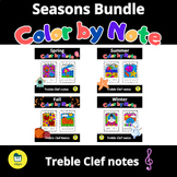 COLOR BY NOTE- Seasons Bundle- Treble Clef Note Names