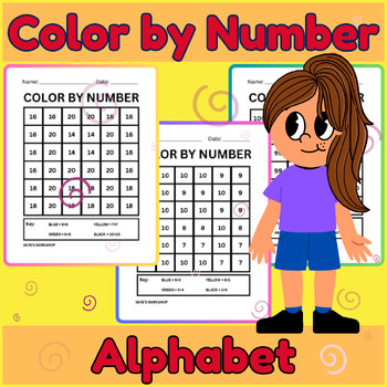 Preview of COLOR BY NUMBER ALPHABET LETTERS Addition Practice Coloring Sums up to 100