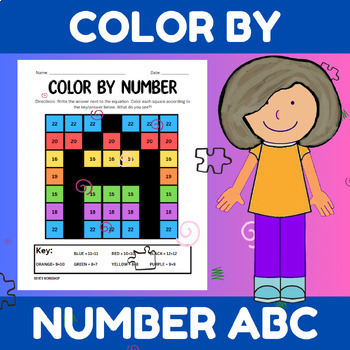 Preview of COLOR BY NUMBER ALPHABET (Revealing Letters A-Z) Addition from 0-50 Sums