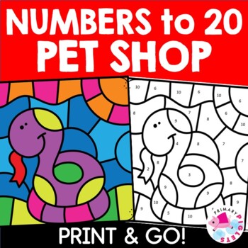 COLOR BY NUMBER CODE - PETS & ANIMALS NUMBER RECOGNITION PRACTICE ...