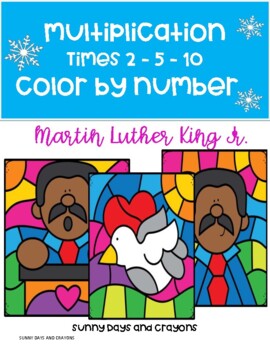 Preview of COLOR BY NUMBER DISTANCE LEARNING MARTIN LUTHER KING MULTIPLICATION TIMES 2,5,10