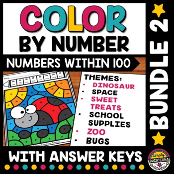 Preview of COLOR BY NUMBERS TO 100 WORKSHEETS MAY MATH ACTIVITY SHEETS COLORING PAGES