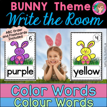 Preview of COLOR | COLOUR WORDS Write the Room BUNNY | SPRING