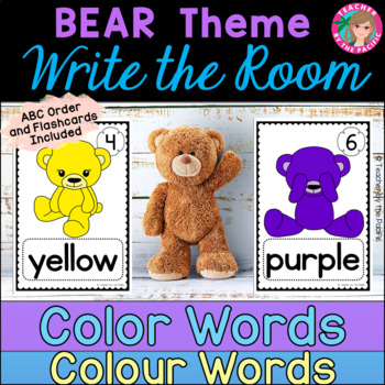 Preview of COLOR | COLOUR WORD Recognition | Write the Room | BEAR | Kindergarten Center