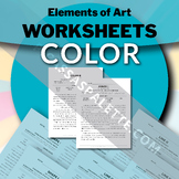 COLOR- Elements of Art Worksheet Packet PARAGRAPH STYLE FILL-IN