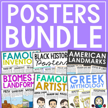 Preview of Social Studies and Science Class Bulletin Board Decor | Color Posters BUNDLE