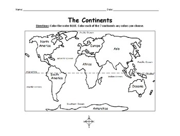 Color The Continents By Interactive Printables Tpt