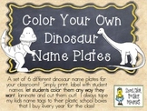 COLOR YOUR OWN Dinosaur Nameplates w/ Cursive Alphabet ~ 6