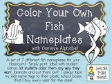 COLOR YOUR OWN Fish Nameplates w/ Cursive Alphabet ~ 7 Dif